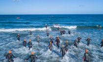 Triathlon start in the ocean