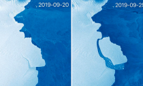 The EU's Sentinel-1 satellite system captured these before and after imagesThe EU's Sentinel-1 satellite system captured these before and after images.