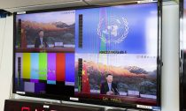 China's President Xi Jinping addressing the UN via video link