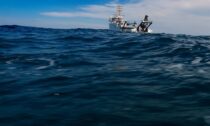 The Nancy Foster, a U.S. National Oceanic and Atmospheric Administration ship, travels over Gray’s Reef, about 20 miles off the coast of Georgia, Aug. 7, 2019 (AP Photo by Robert F. Bukaty).